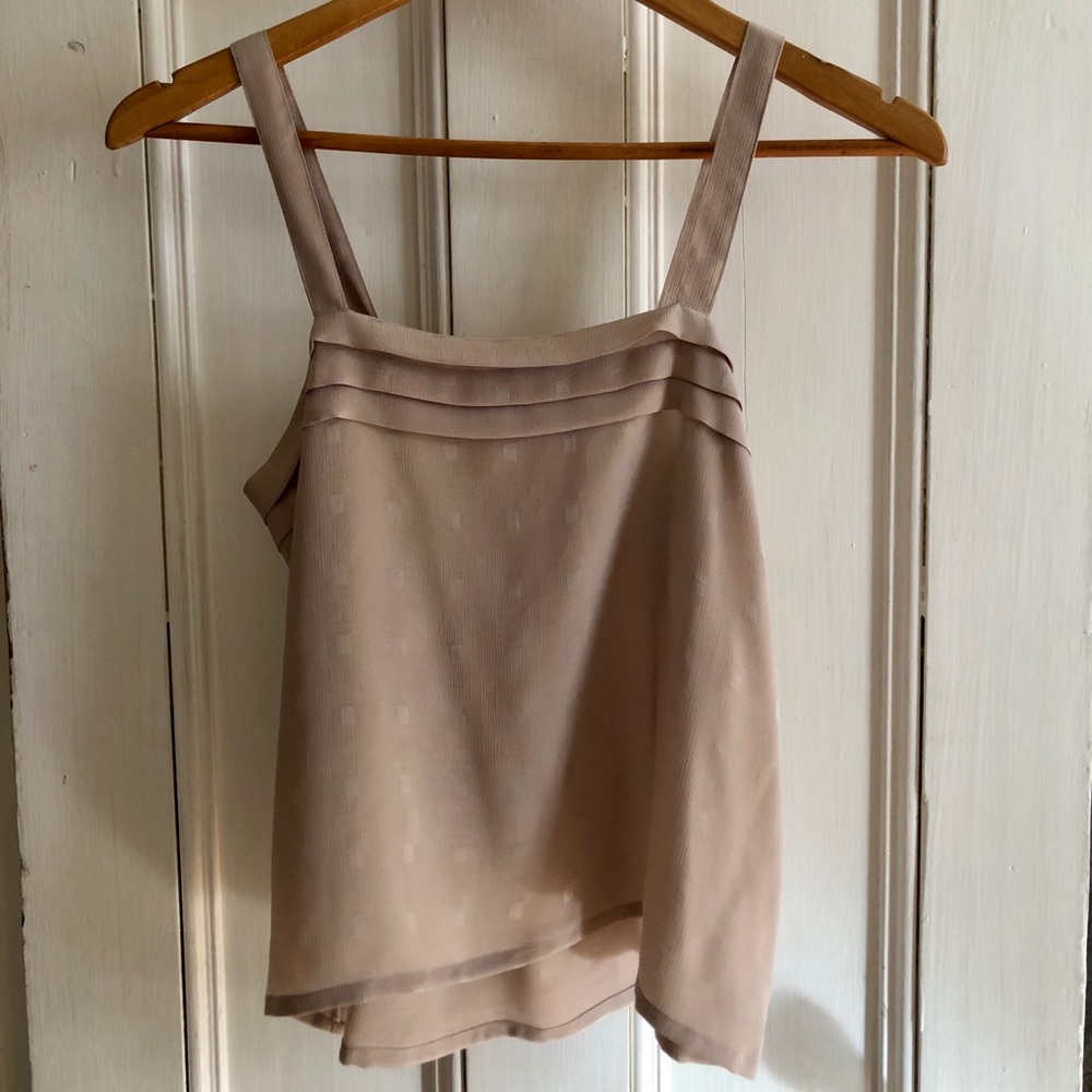 Vintage Ballet Pink Squared Neck Top with Pleats